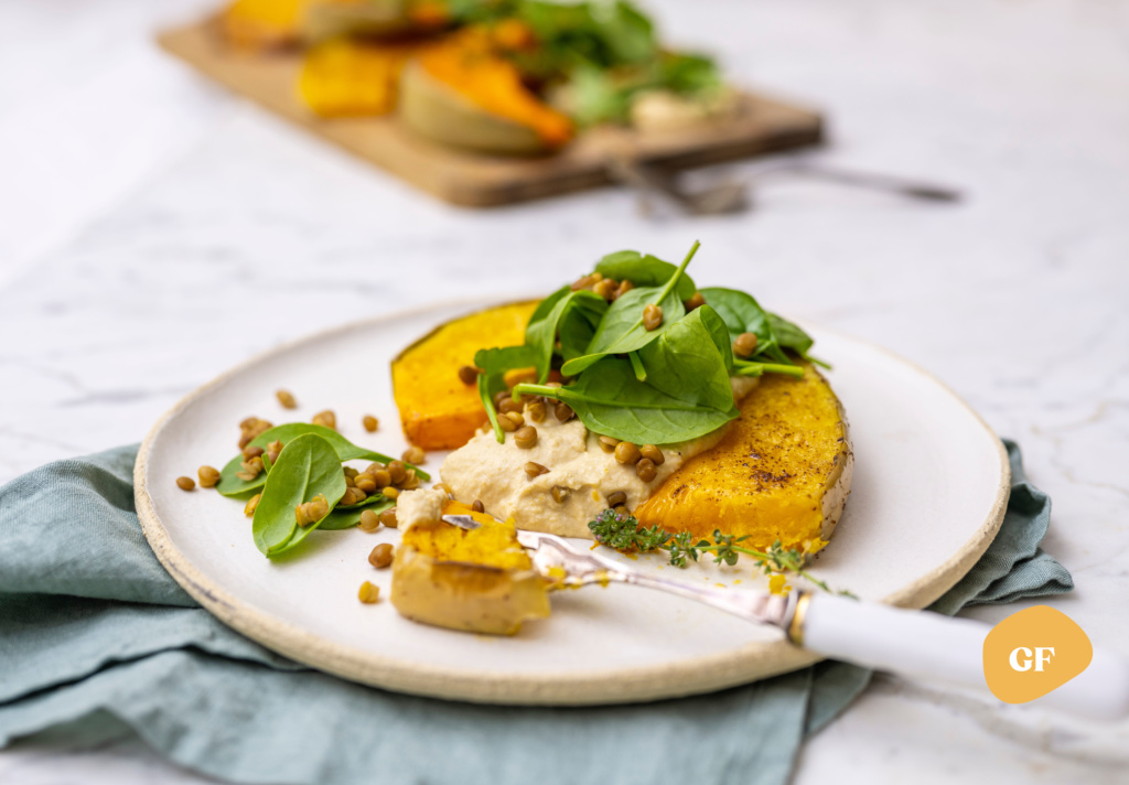 Roasted pumpkin and hummus salad | Nutrition Connection